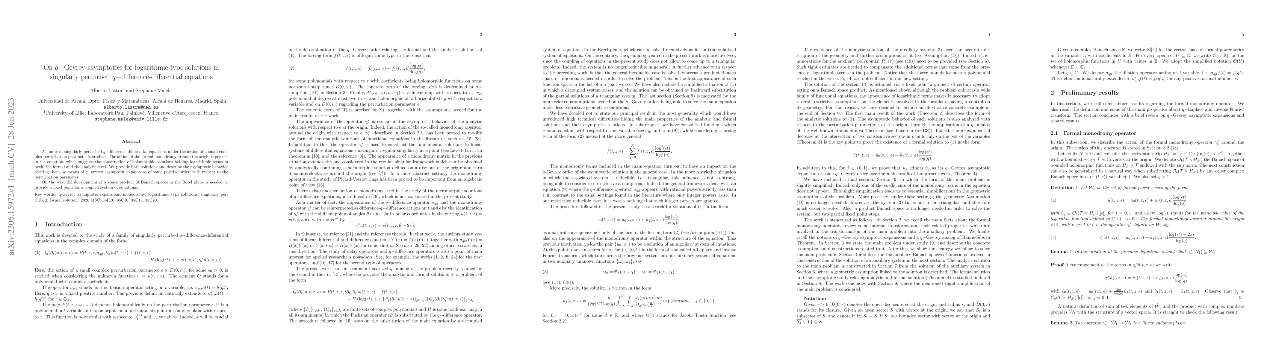 Thumbnail for On q-Gevrey asymptotics for logarithmic type solutions in singularly
  perturbed q-difference-differential equations