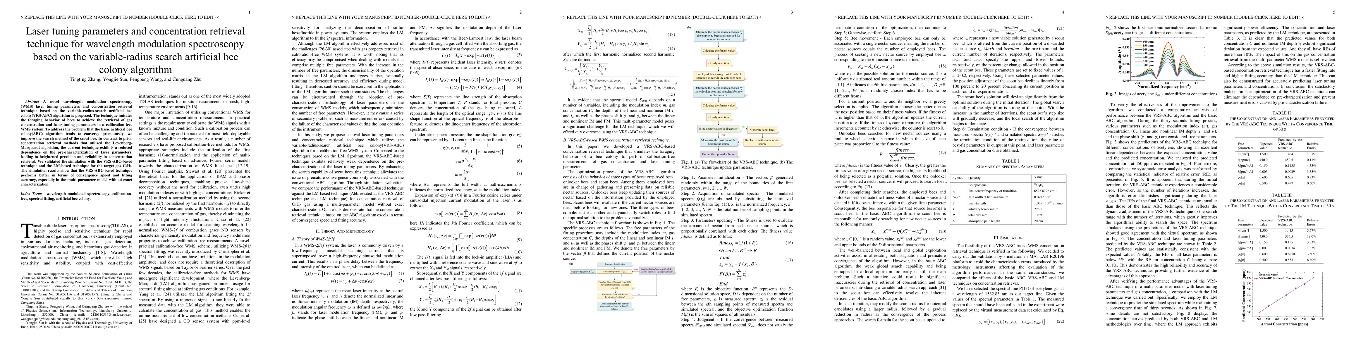 Thumbnail for Laser tuning parameters and concentration retrieval technique for
  wavelength modulation spectroscopy based on the variable-radius search
  artificial bee colony algorithm