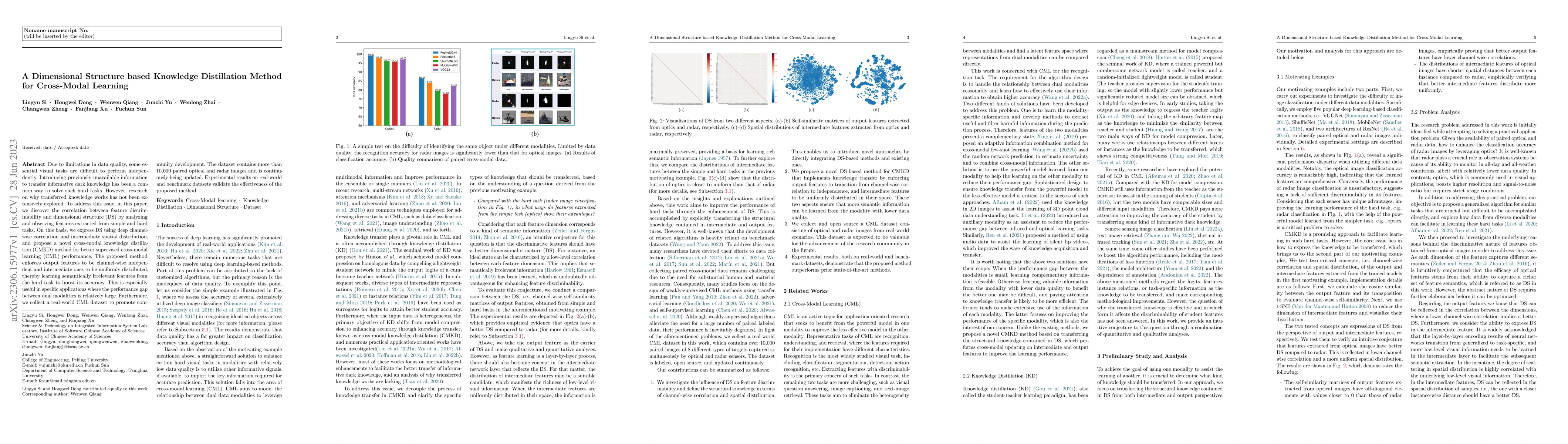 Thumbnail for A Dimensional Structure based Knowledge Distillation Method for
  Cross-Modal Learning