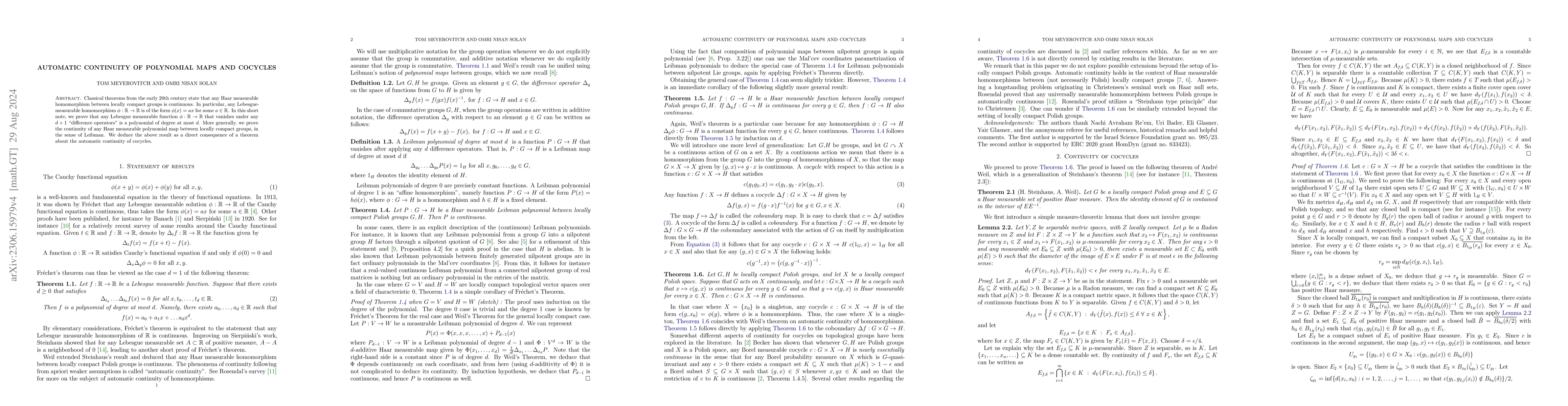 Thumbnail for Automatic continuity of Polynomial maps and cocycles
