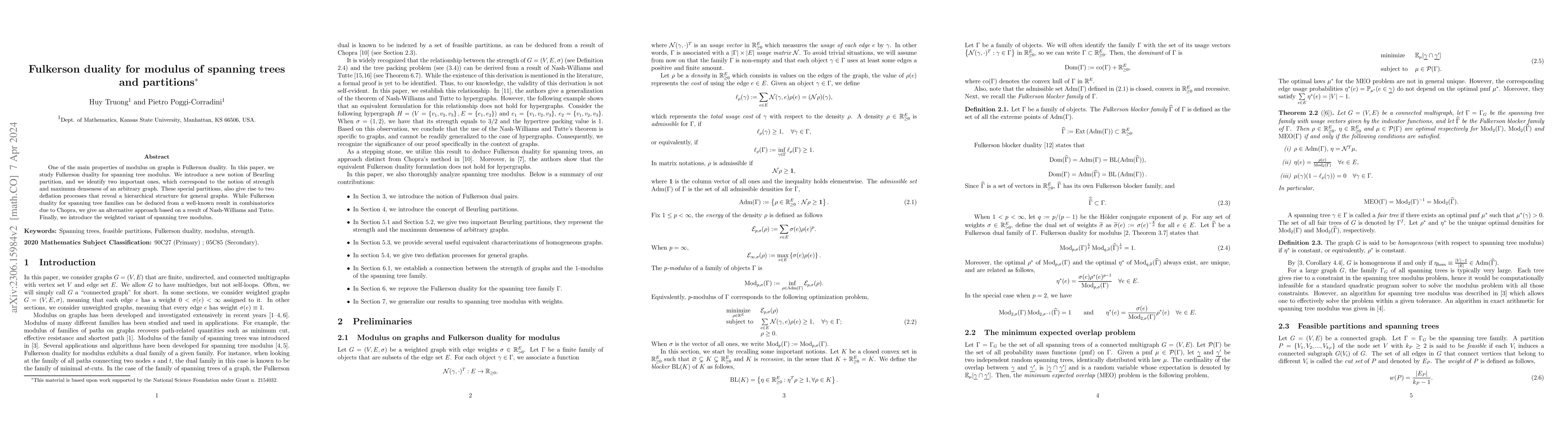 Thumbnail for Fulkerson duality for modulus of spanning trees and partitions