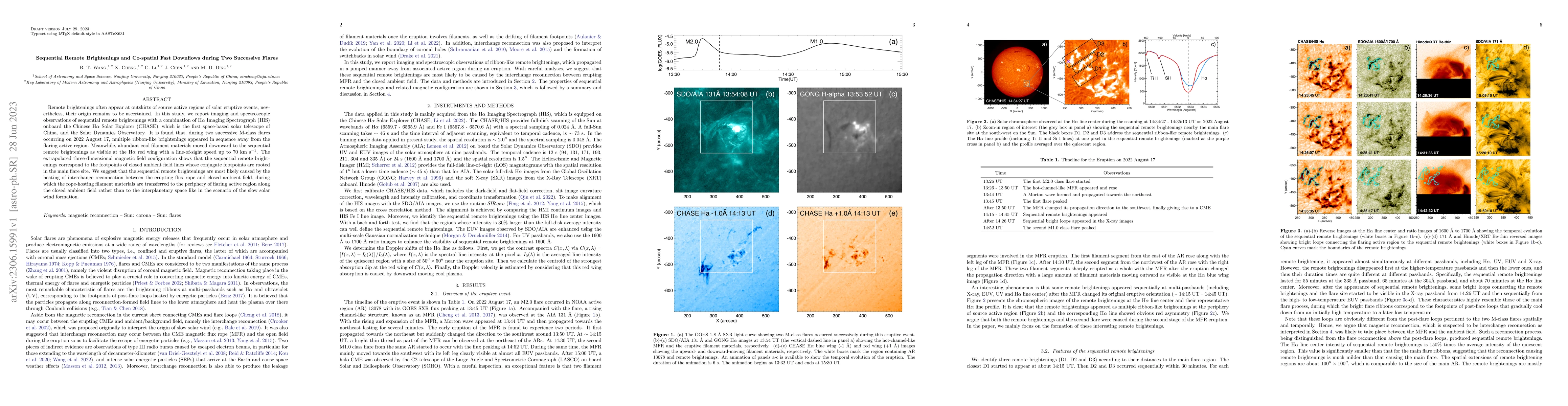 Thumbnail for Sequential Remote Brightenings and Co-spatial Fast Downflows during Two
  Successive Flares