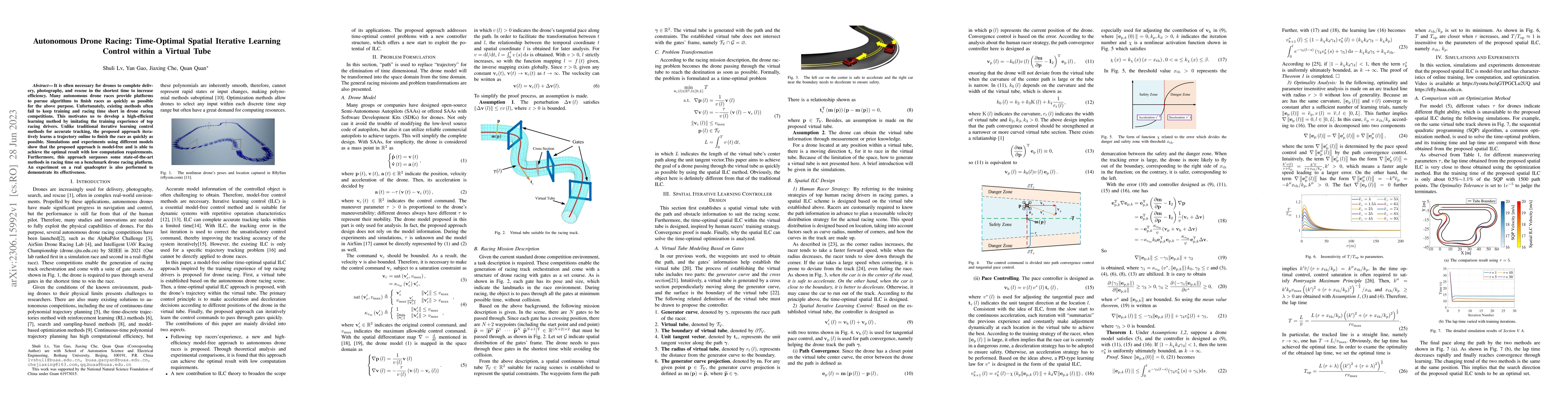Thumbnail for Autonomous Drone Racing: Time-Optimal Spatial Iterative Learning Control
  within a Virtual Tube