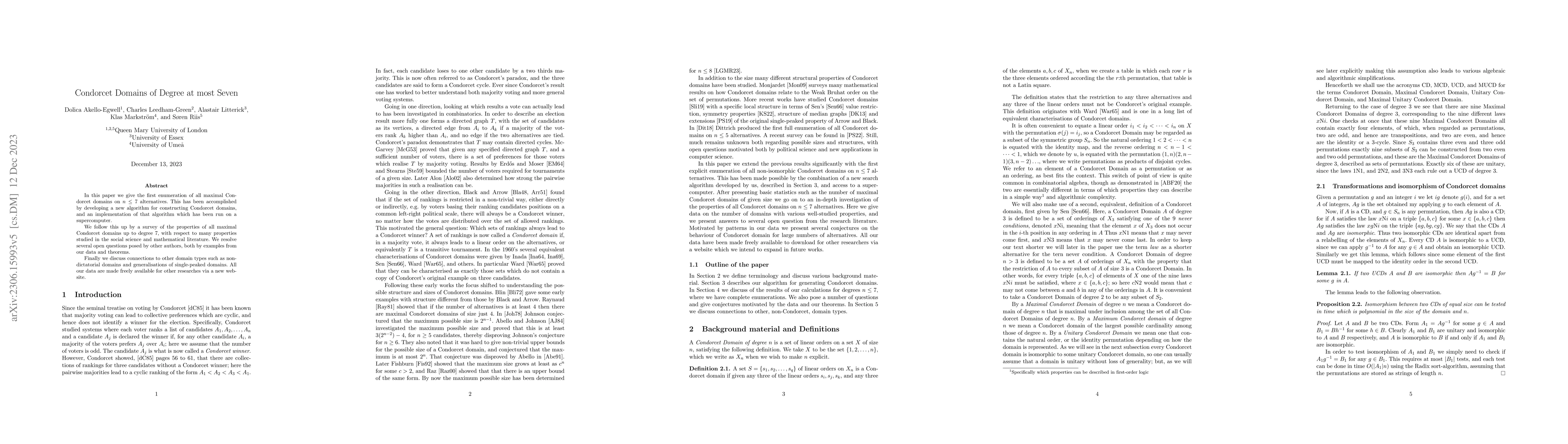 Thumbnail for Condorcet Domains of Degree at most Seven