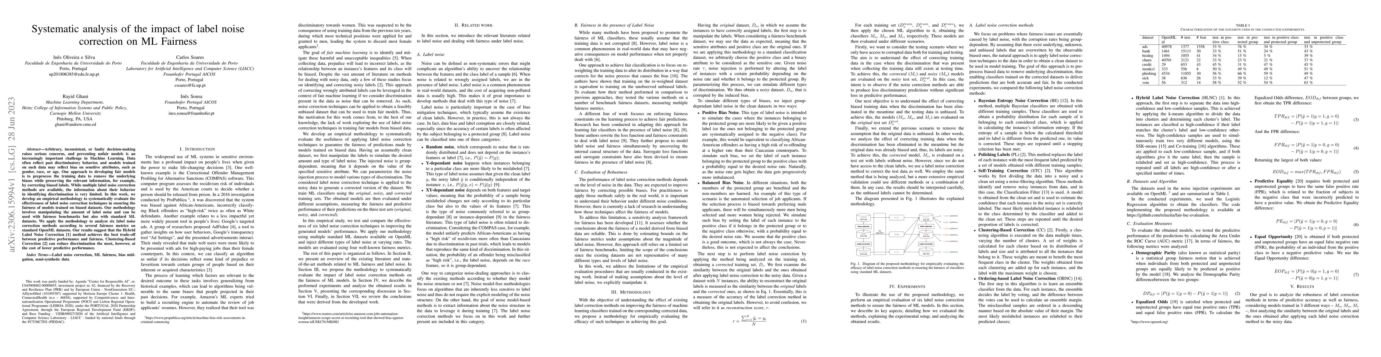 Thumbnail for Systematic analysis of the impact of label noise correction on ML
  Fairness