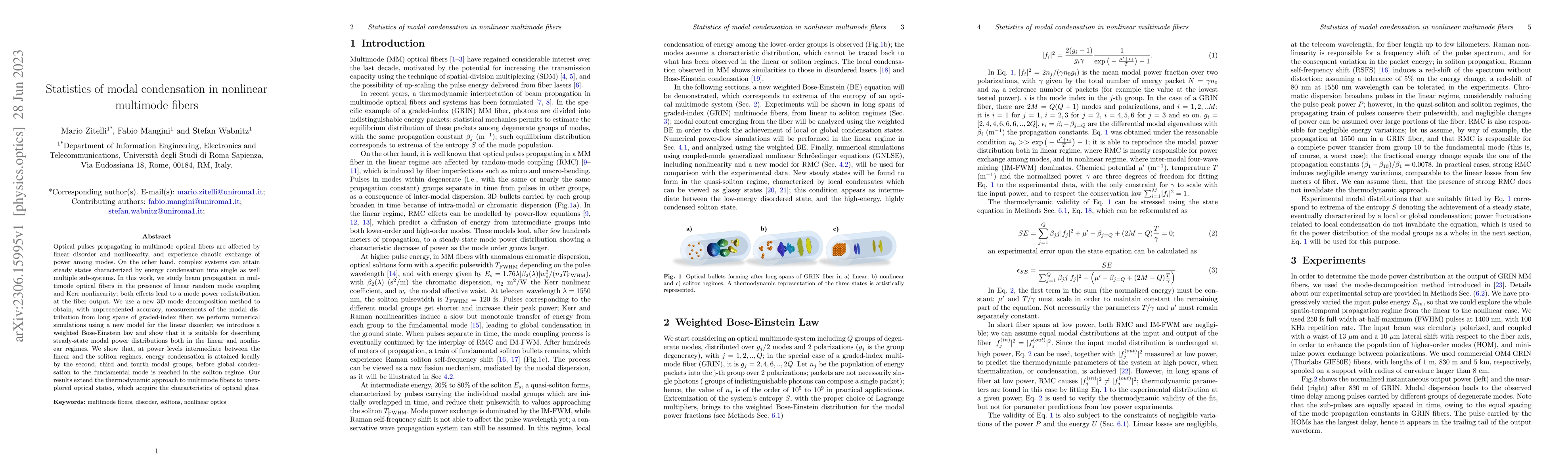 Thumbnail for Statistics of modal condensation in nonlinear multimode fibers