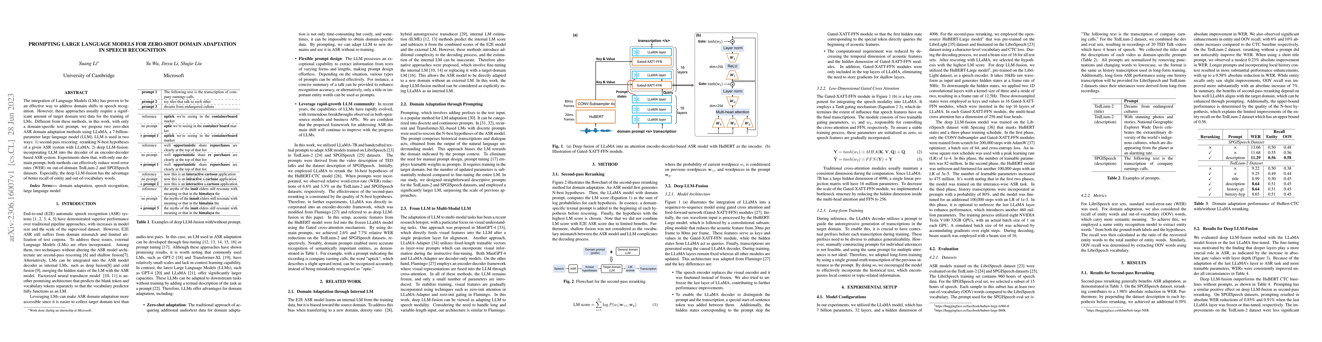 Thumbnail for Prompting Large Language Models for Zero-Shot Domain Adaptation in
  Speech Recognition