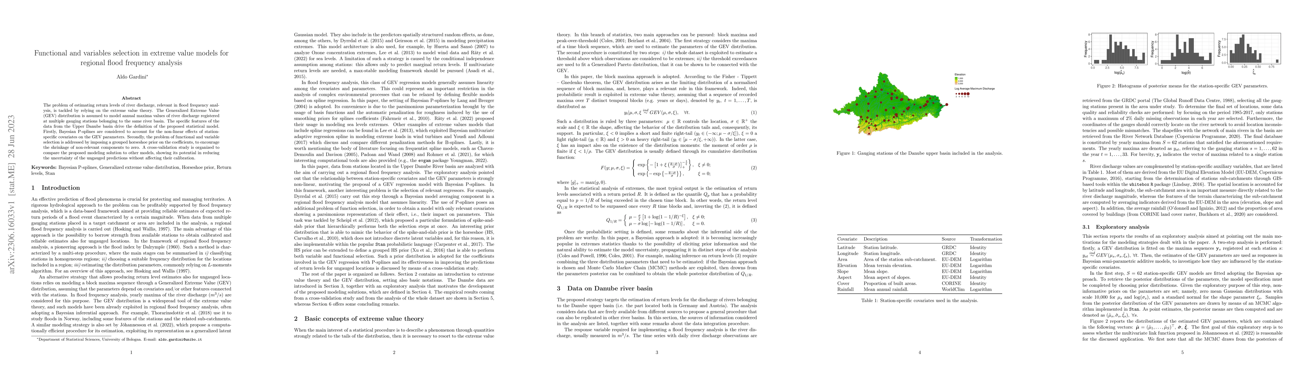 Thumbnail for Functional and variables selection in extreme value models for regional
  flood frequency analysis