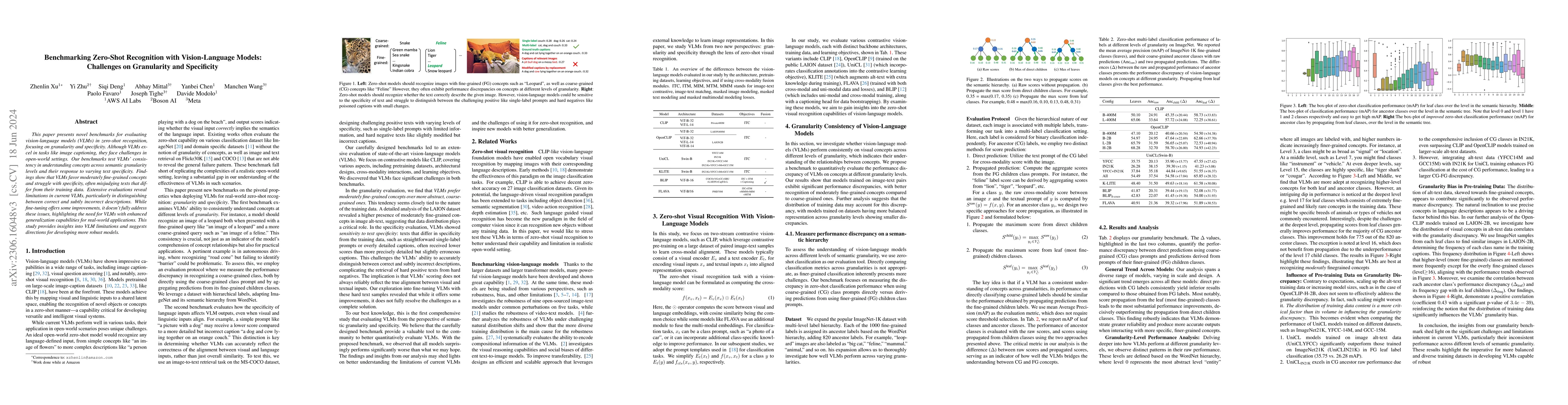 Thumbnail for Benchmarking Zero-Shot Recognition with Vision-Language Models:
  Challenges on Granularity and Specificity