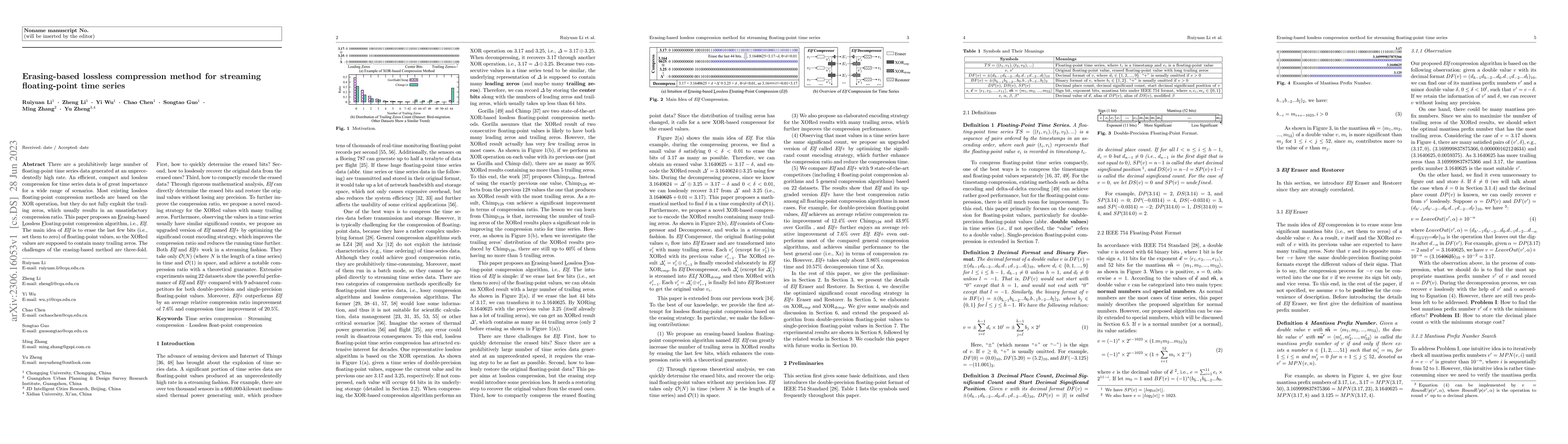Thumbnail for Erasing-based lossless compression method for streaming floating-point
  time series