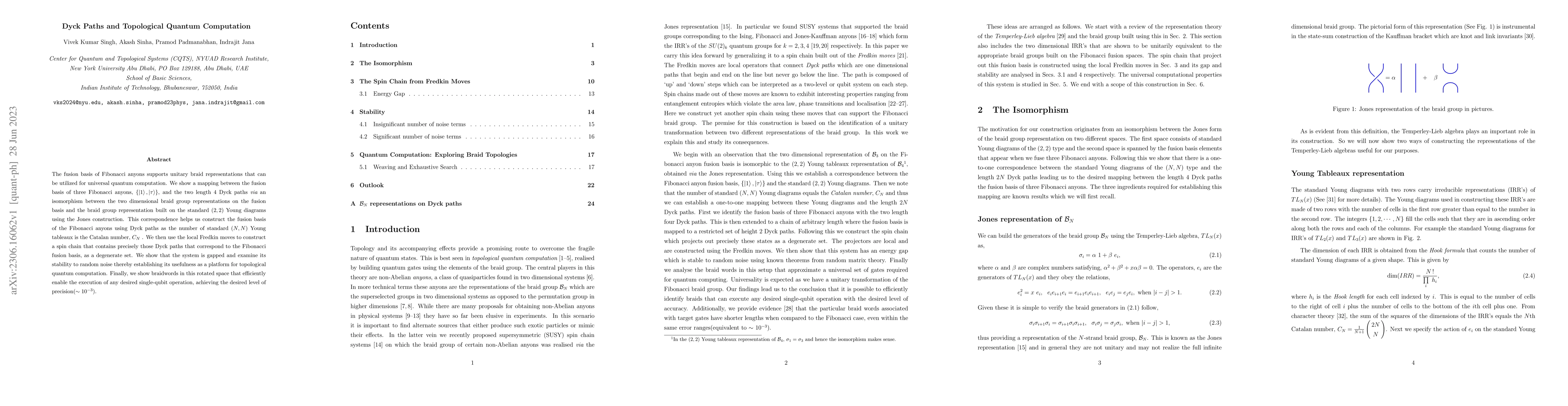 Thumbnail for Dyck Paths and Topological Quantum Computation