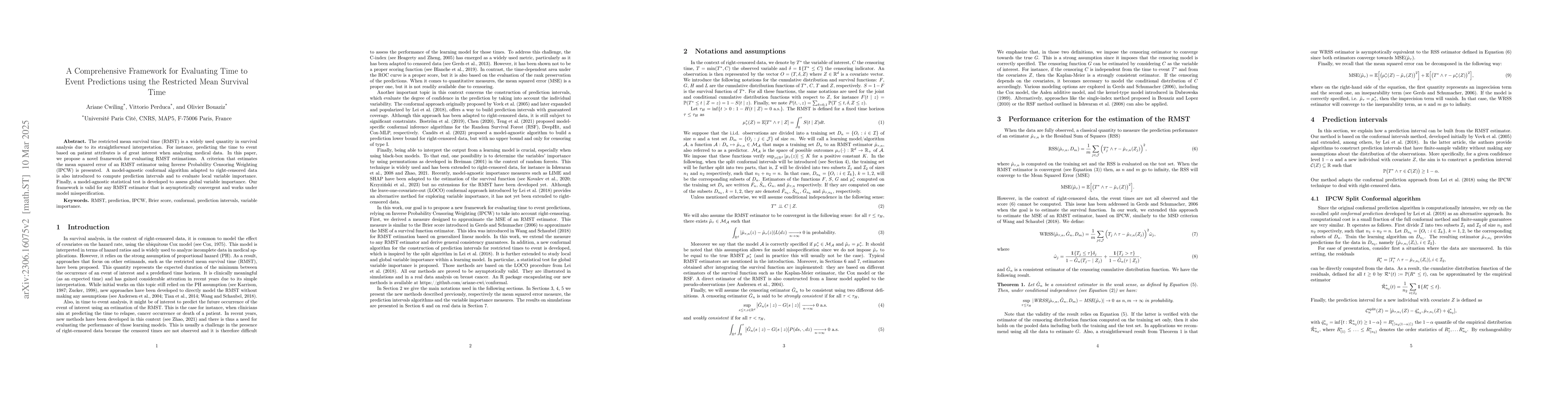 Thumbnail for A Comprehensive Framework for Evaluating Time to Event Predictions using
  the Restricted Mean Survival Time