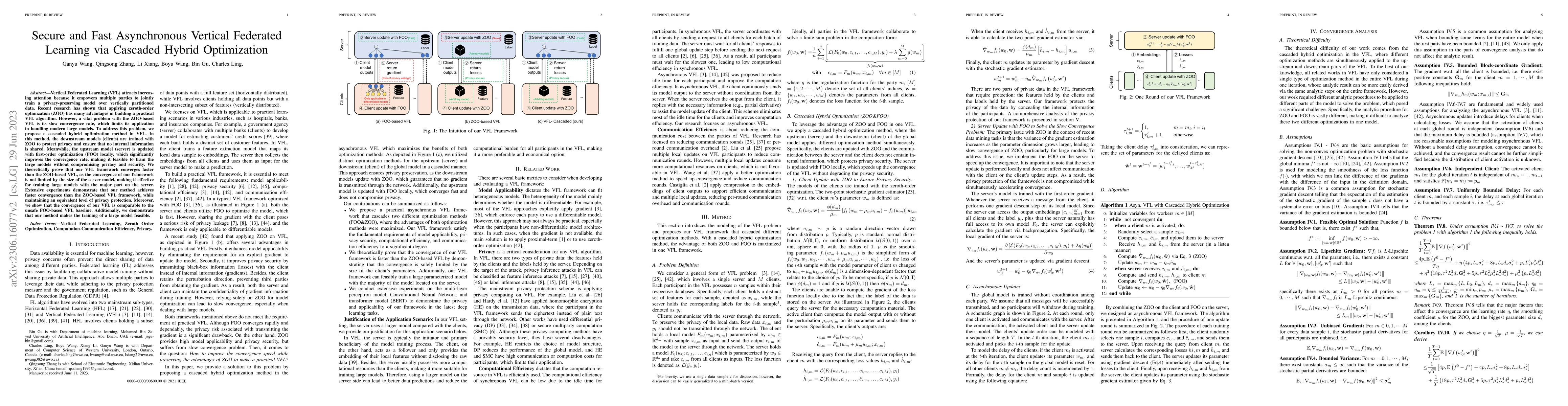 Thumbnail for Secure and Fast Asynchronous Vertical Federated Learning via Cascaded
  Hybrid Optimization
