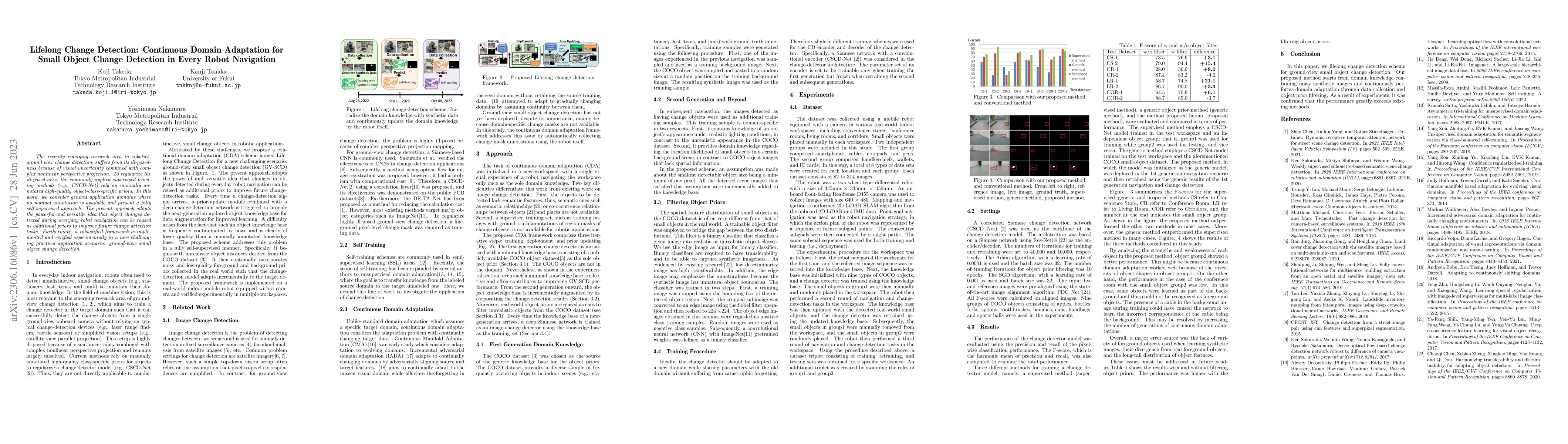 Thumbnail for Lifelong Change Detection: Continuous Domain Adaptation for Small Object
  Change Detection in Every Robot Navigation