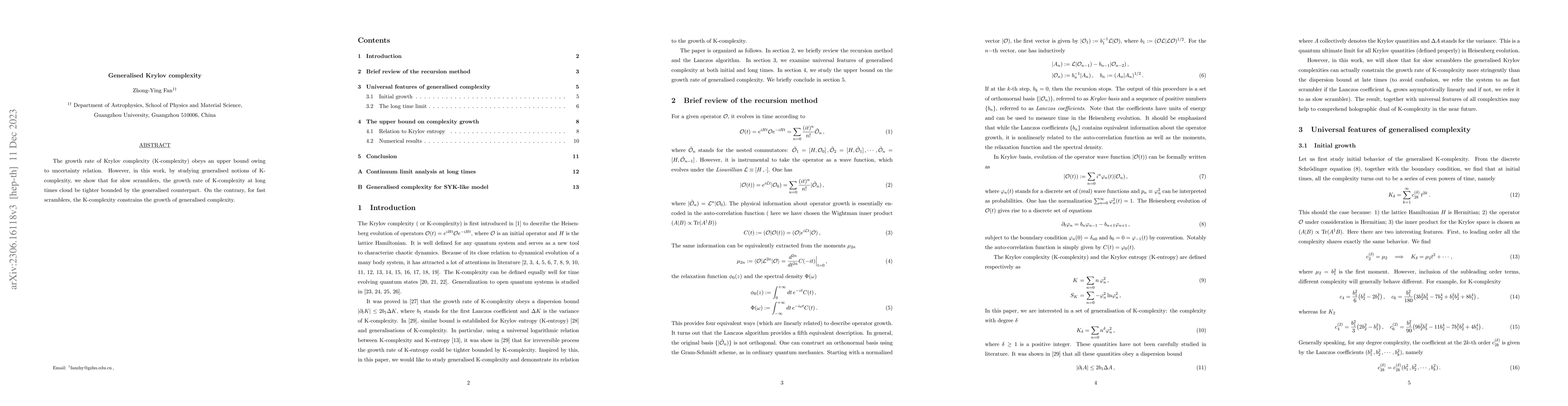 Thumbnail for Generalised Krylov complexity