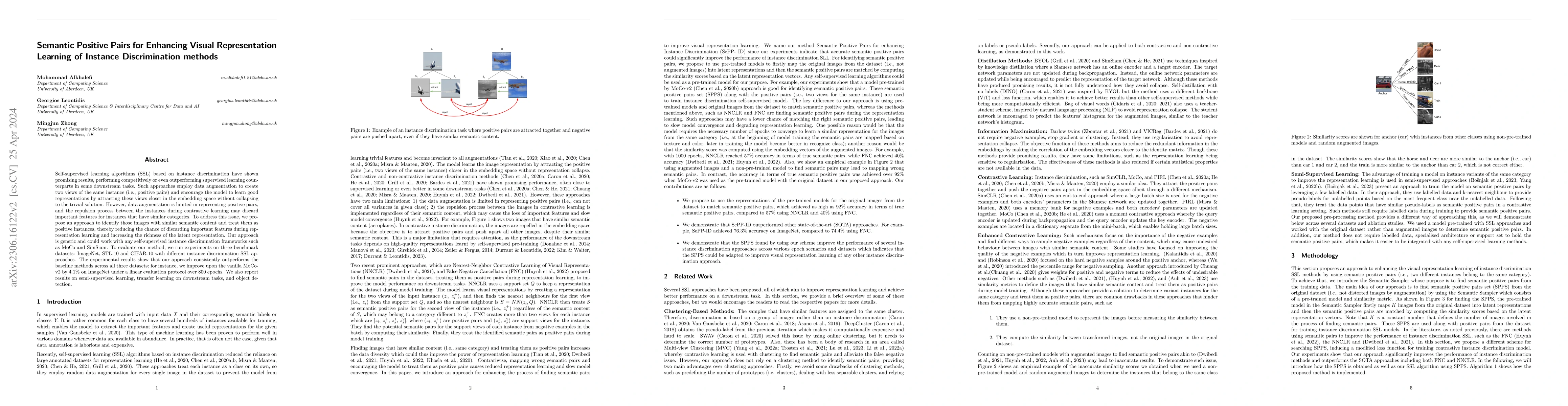 Thumbnail for Semantic Positive Pairs for Enhancing Visual Representation Learning of
  Instance Discrimination methods