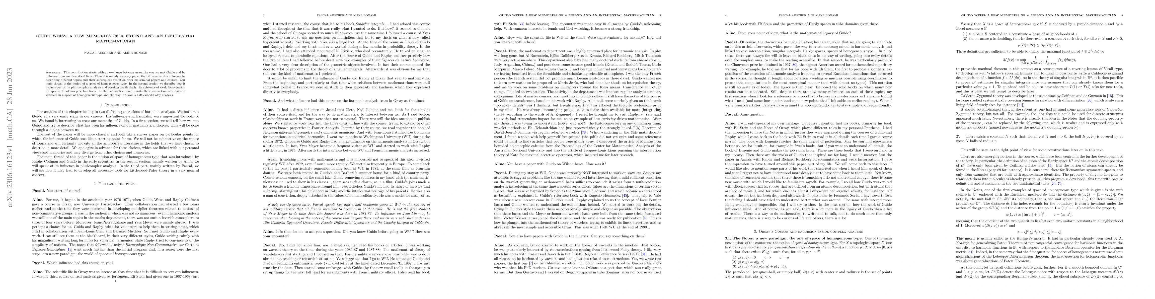 Thumbnail for Guido Weiss: a few memories of a friend and an influential mathematician
