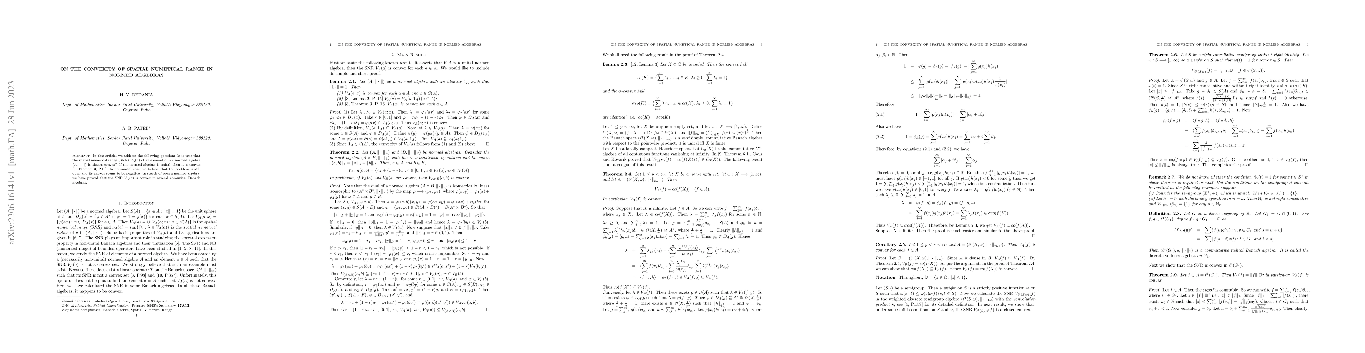 Thumbnail for On the convexity of spatial numetical range in normed algebras
