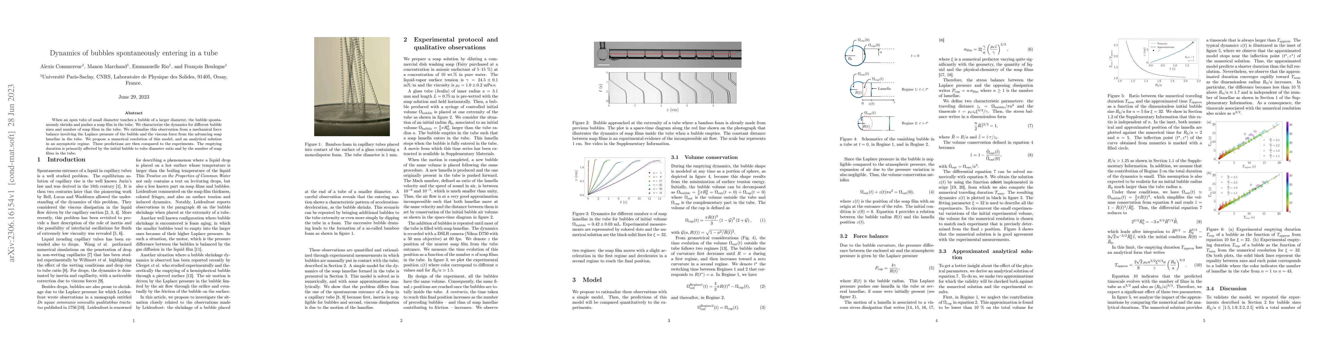 Thumbnail for Dynamics of bubbles spontaneously entering in a tube