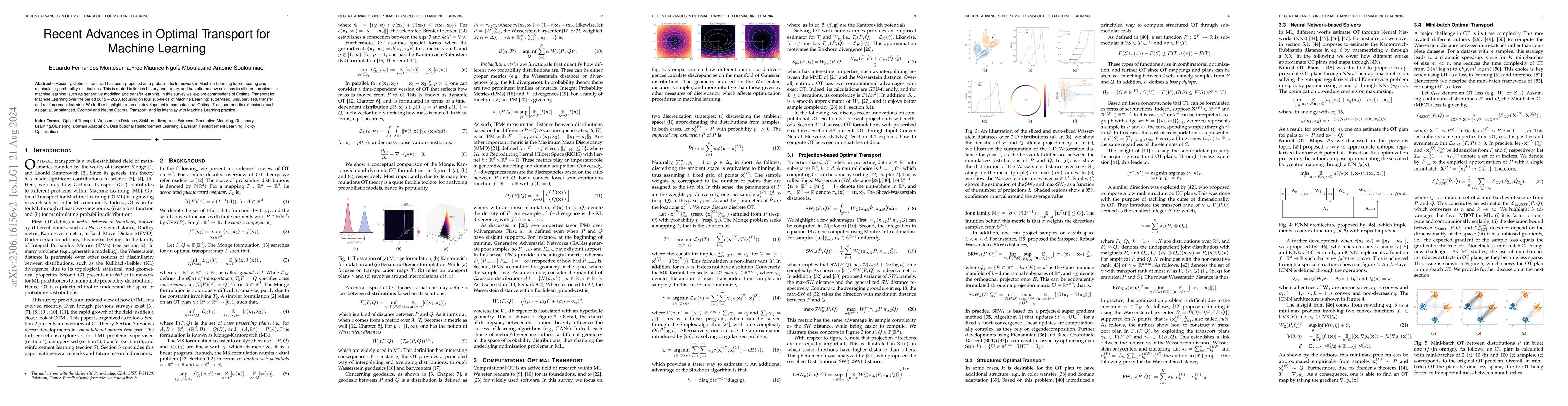 Thumbnail for Recent Advances in Optimal Transport for Machine Learning