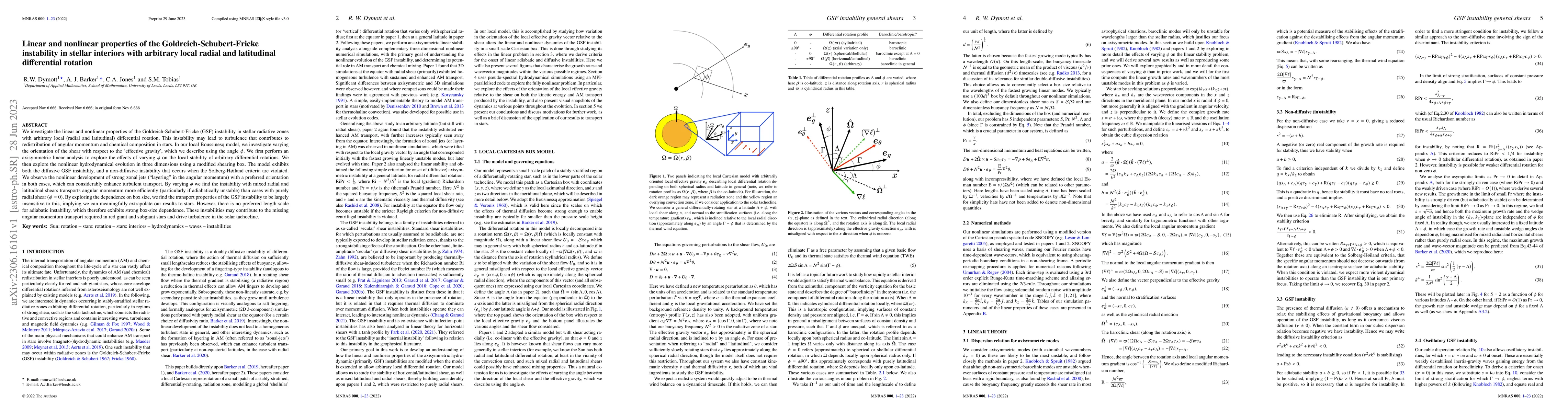 Thumbnail for Linear and nonlinear properties of the Goldreich-Schubert-Fricke
  instability in stellar interiors with arbitrary local radial and latitudinal
  differential rotation