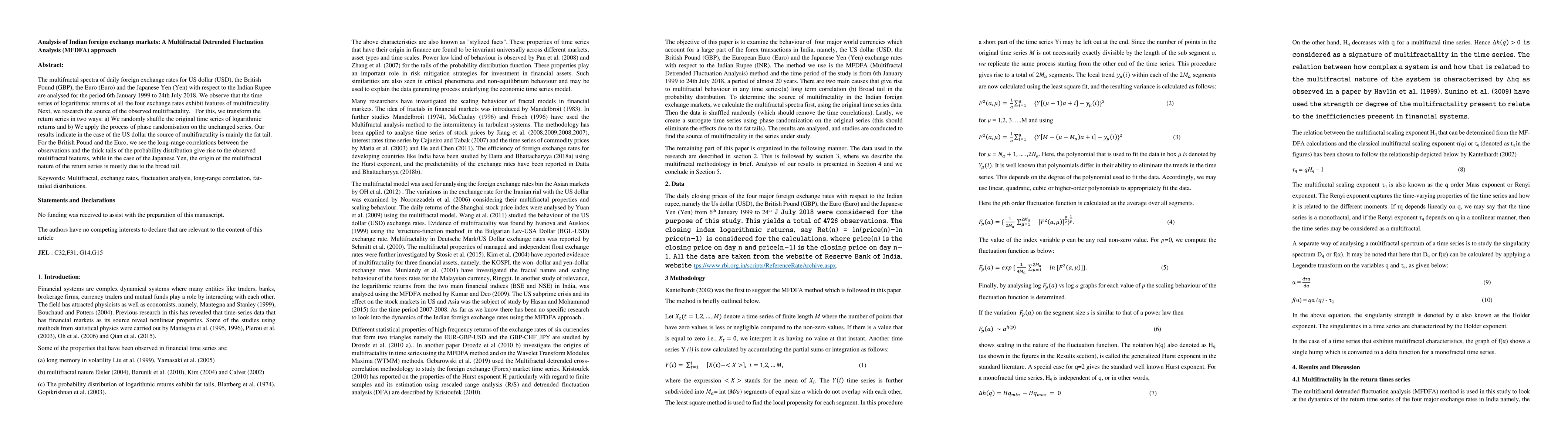 Thumbnail for Analysis of Indian foreign exchange markets: A Multifractal Detrended
  Fluctuation Analysis (MFDFA) approach
