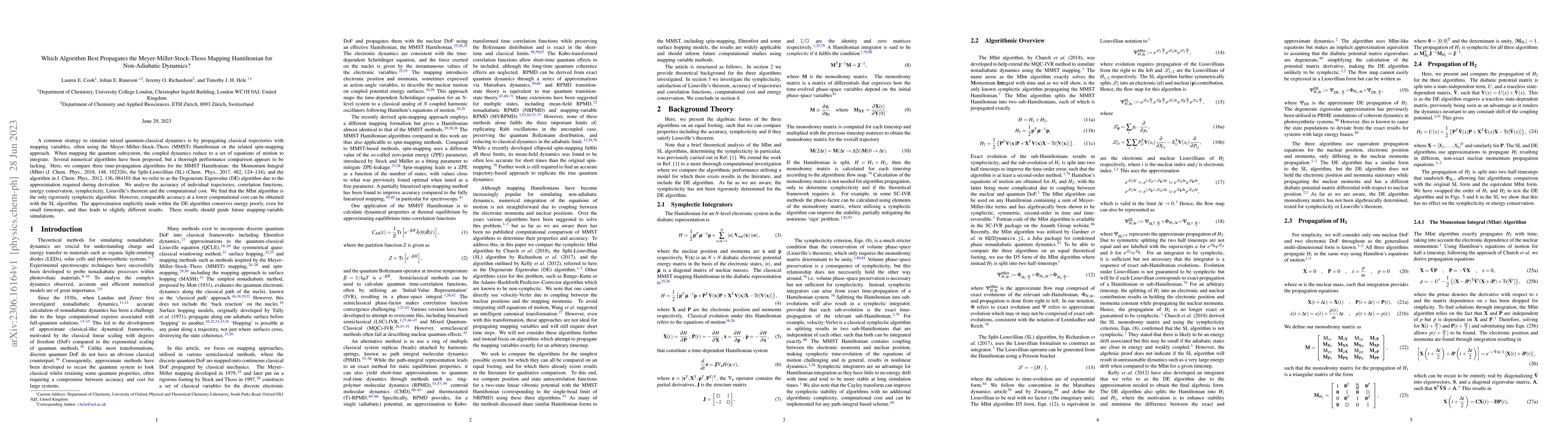 Thumbnail for Which Algorithm Best Propagates the Meyer-Miller-Stock-Thoss Mapping
  Hamiltonian for Non-Adiabatic Dynamics?