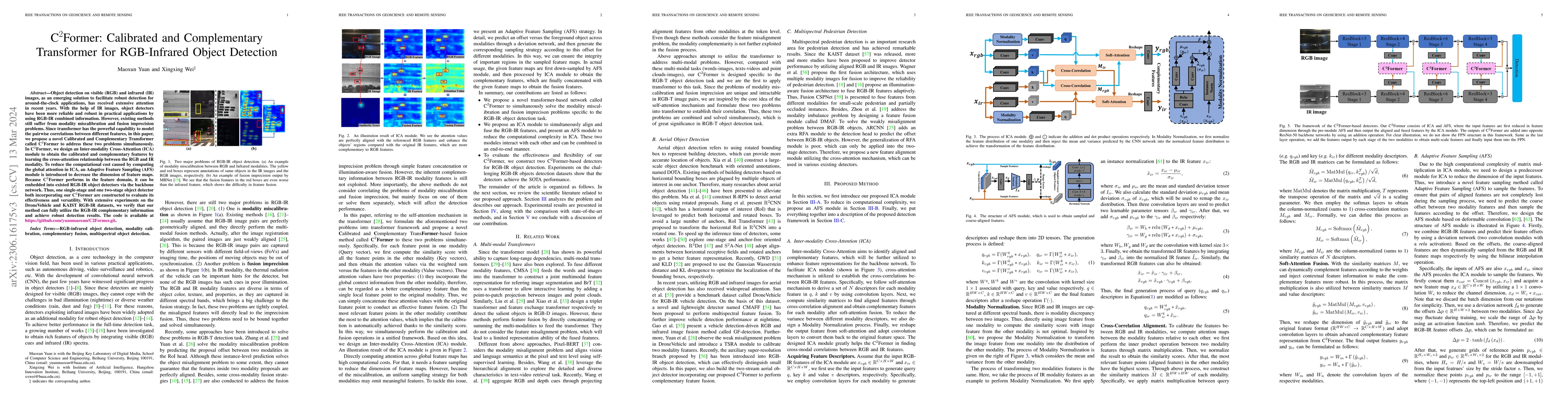 Thumbnail for $\mathbf{C}^2$Former: Calibrated and Complementary Transformer for
  RGB-Infrared Object Detection