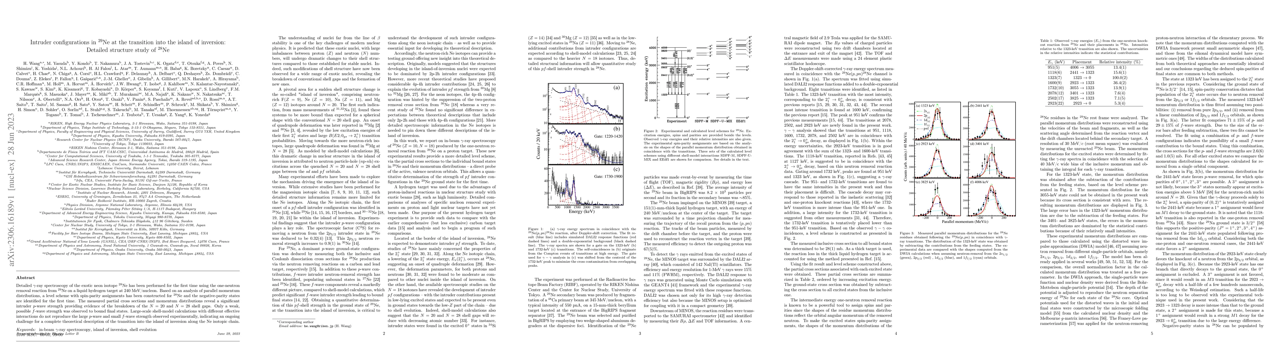 Thumbnail for Intruder configurations in $^{29}$Ne at the transition into the island
  of inversion: Detailed structure study of $^{28}$Ne