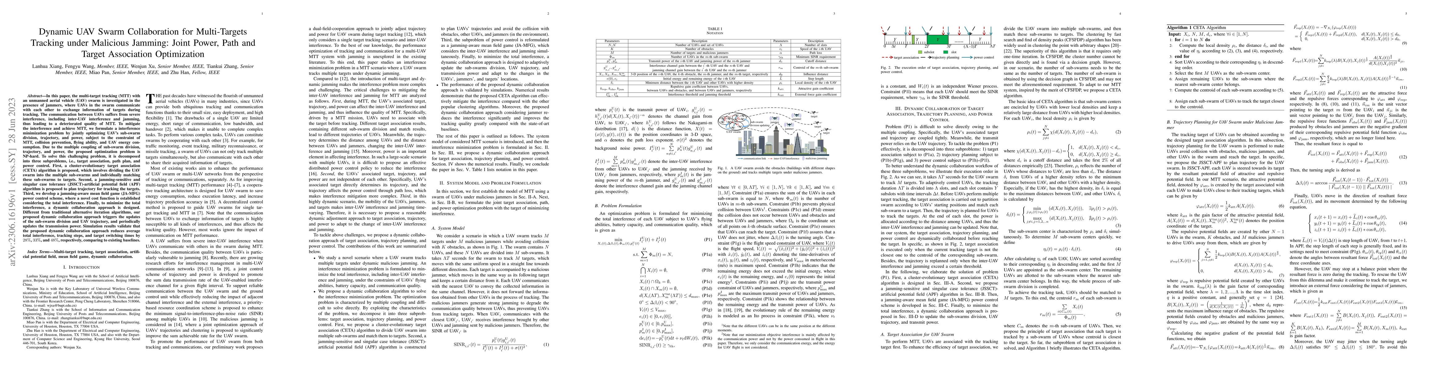 Thumbnail for Dynamic UAV Swarm Collaboration for Multi-Targets Tracking under
  Malicious Jamming: Joint Power, Path and Target Association Optimization