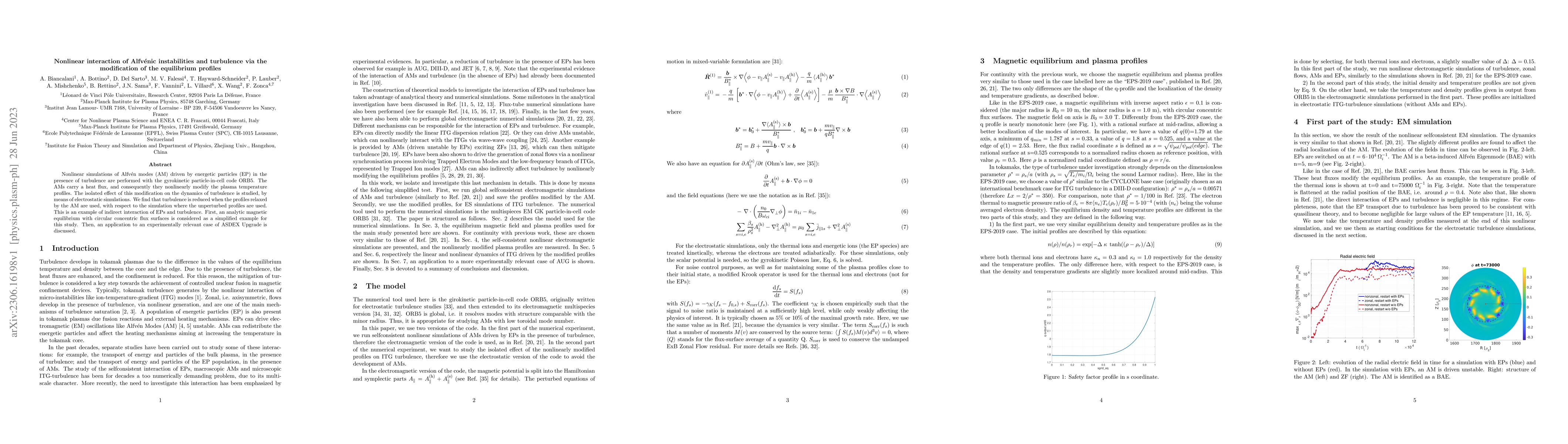 Thumbnail for Nonlinear interaction of Alfv\'enic instabilities and turbulence via the
  modification of the equilibrium profiles