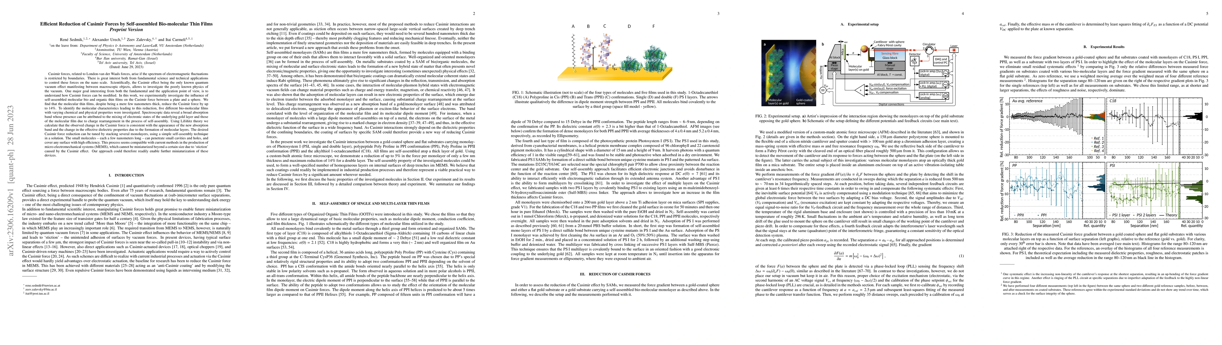 Thumbnail for Efficient Reduction of Casimir Forces by Self-assembled Bio-molecular
  Thin Films