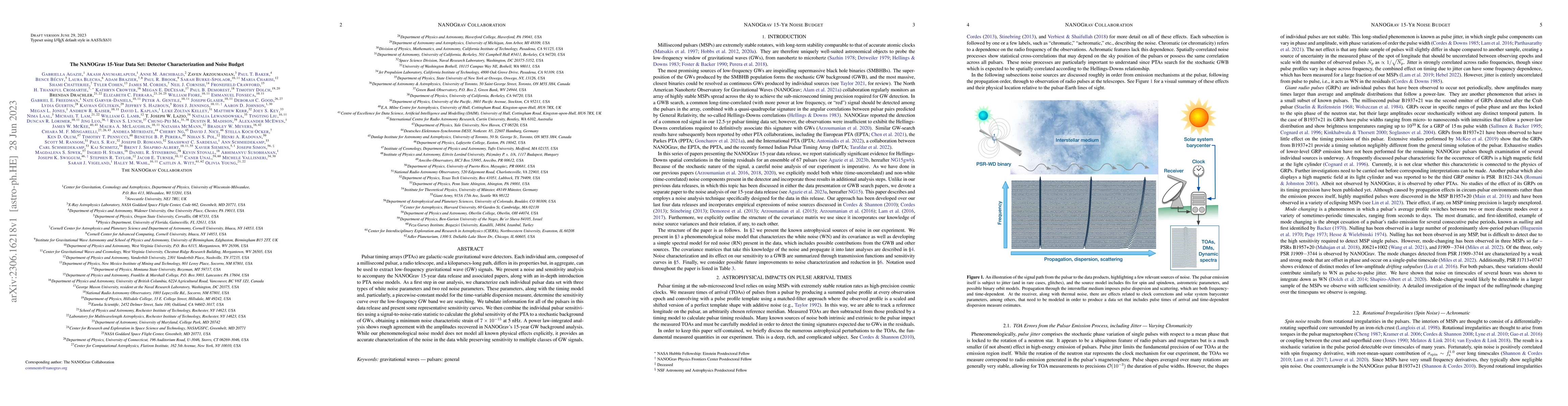 Thumbnail for The NANOGrav 15-Year Data Set: Detector Characterization and Noise
  Budget