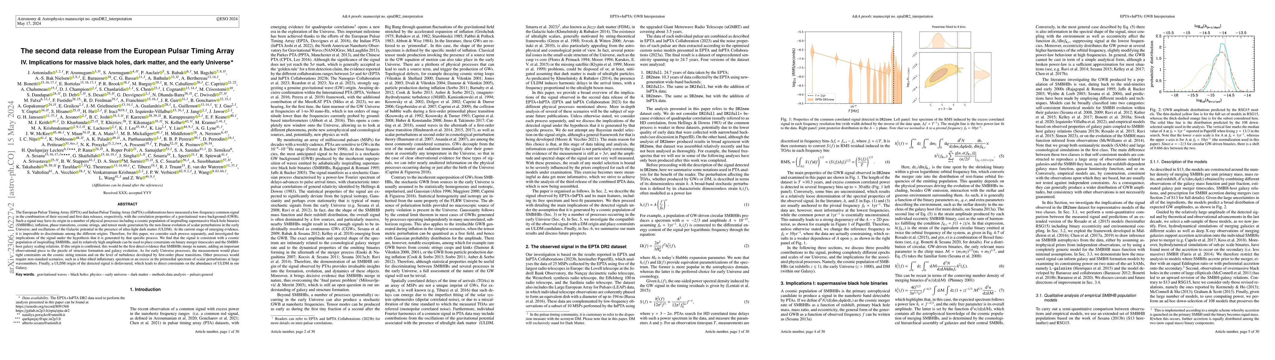 Thumbnail for The second data release from the European Pulsar Timing Array: IV.
  Implications for massive black holes, dark matter and the early Universe