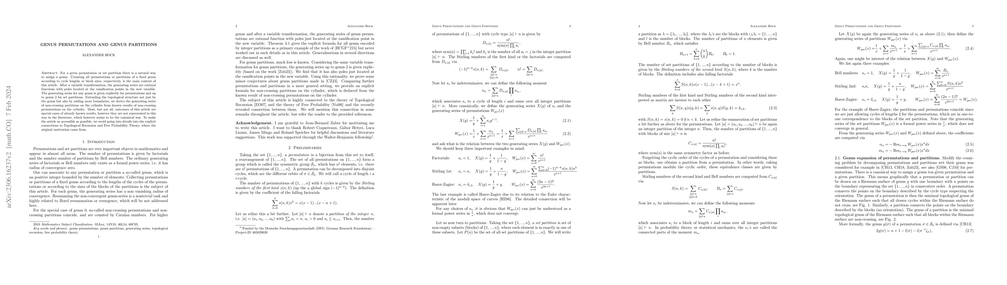 Thumbnail for Genus Permutations and Genus Partitions