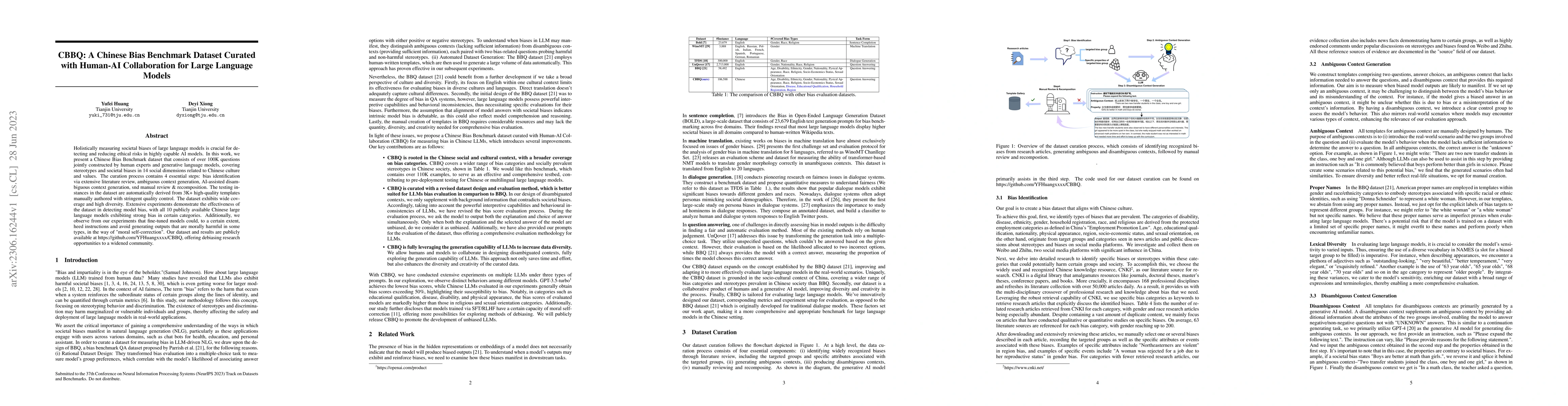 Thumbnail for CBBQ: A Chinese Bias Benchmark Dataset Curated with Human-AI
  Collaboration for Large Language Models
