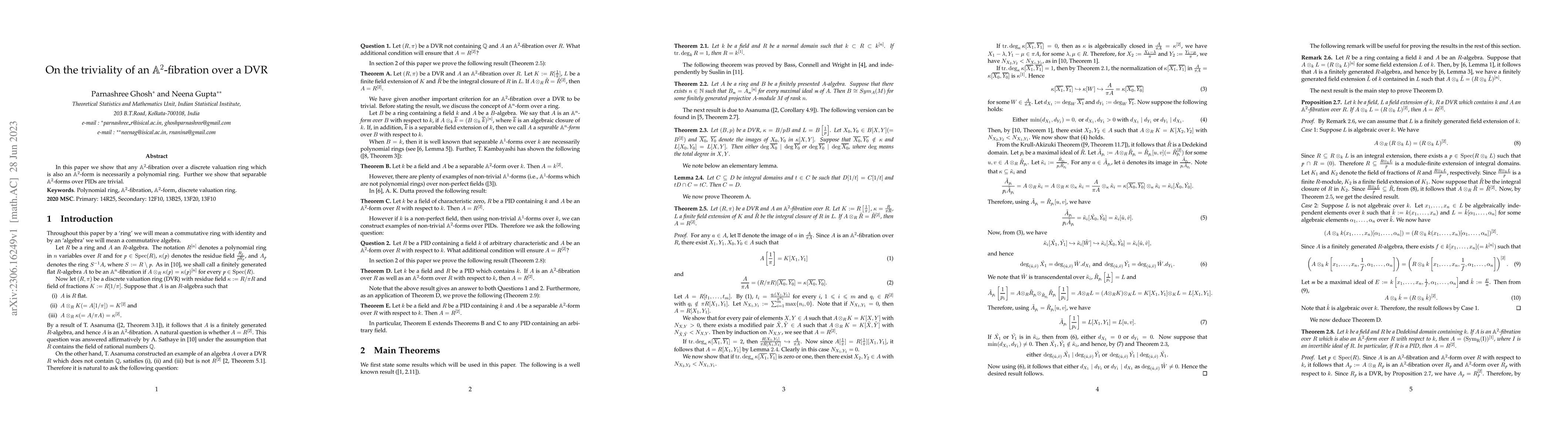 Thumbnail for On the triviality of an $\mathbb{A}^2$-fibration over a DVR