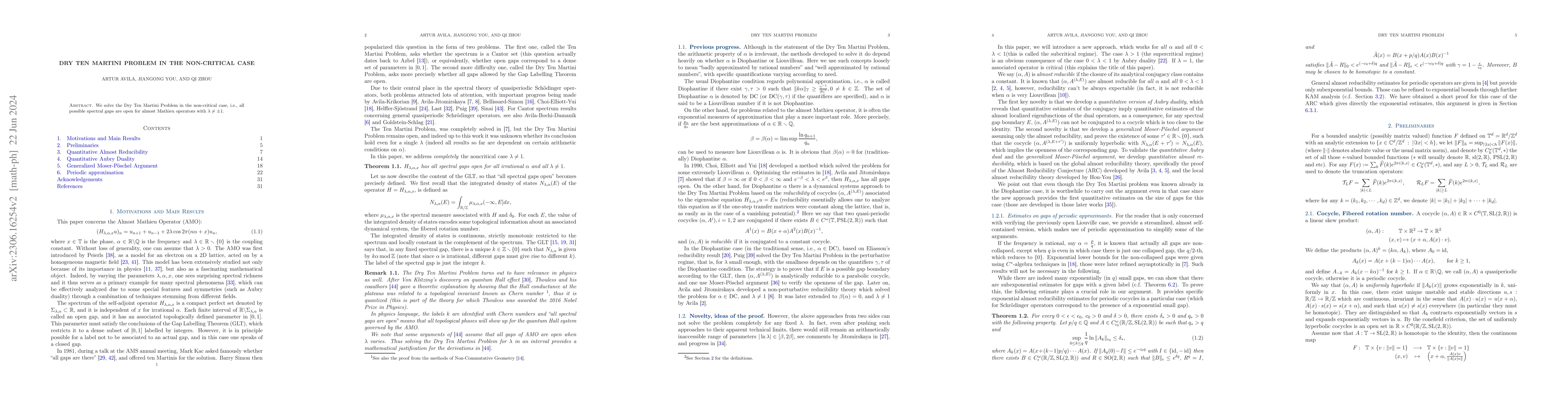 Thumbnail for Dry Ten Martini Problem in the non-critical case
