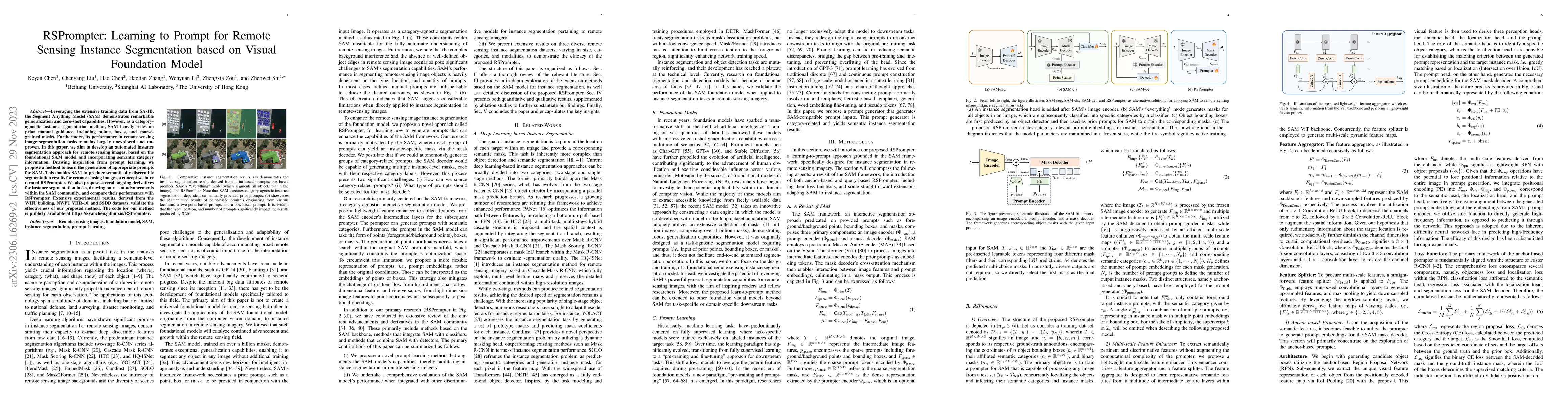 Thumbnail for RSPrompter: Learning to Prompt for Remote Sensing Instance Segmentation
  based on Visual Foundation Model