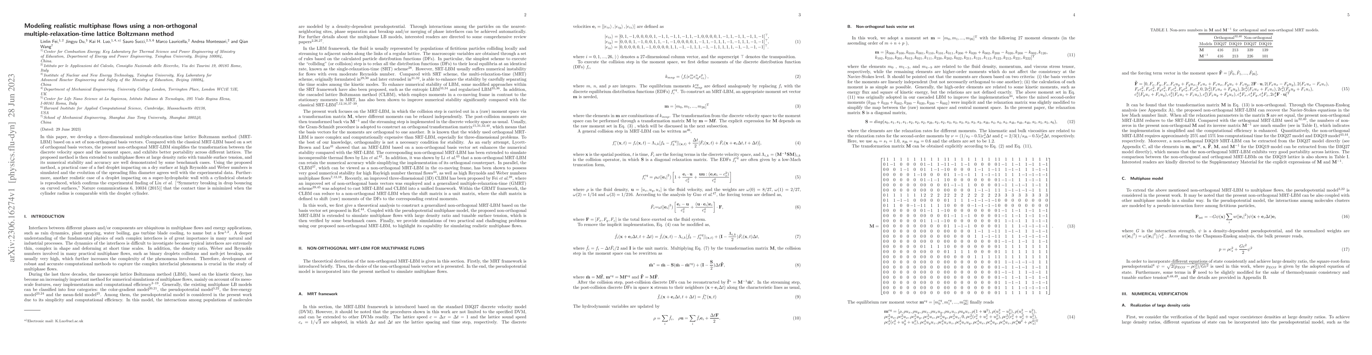 Thumbnail for Modeling realistic multiphase flows using a non-orthogonal
  multiple-relaxation-time lattice Boltzmann method