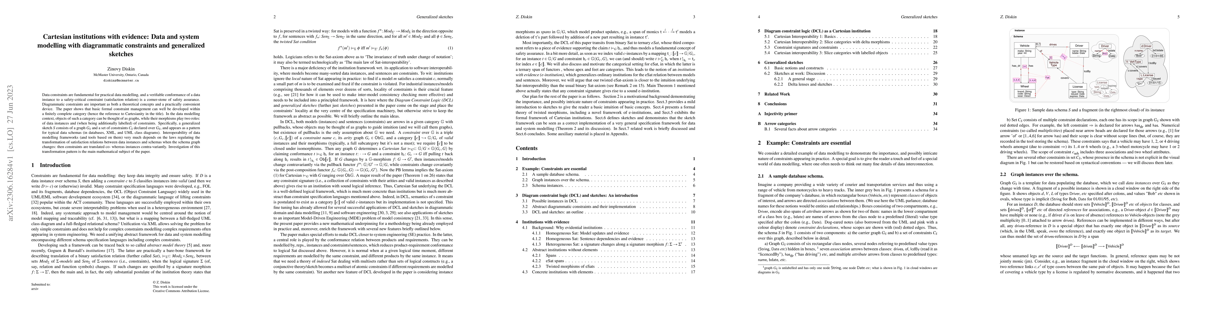 Thumbnail for Cartesian institutions with evidence: Data and system modelling with
  diagrammatic constraints and generalized sketches