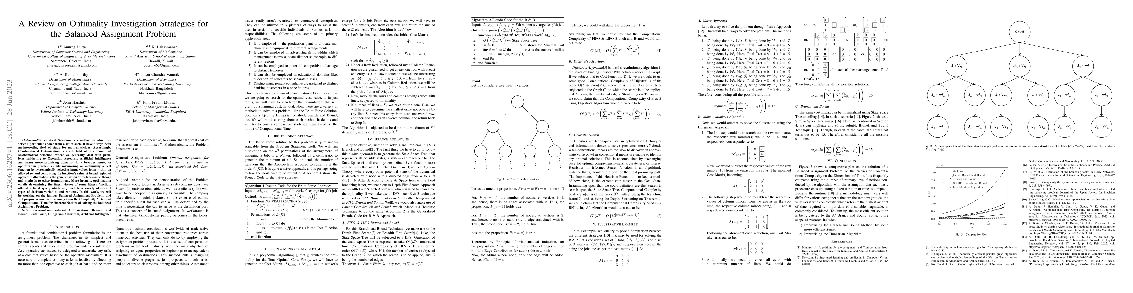 Thumbnail for A Review on Optimality Investigation Strategies for the Balanced
  Assignment Problem