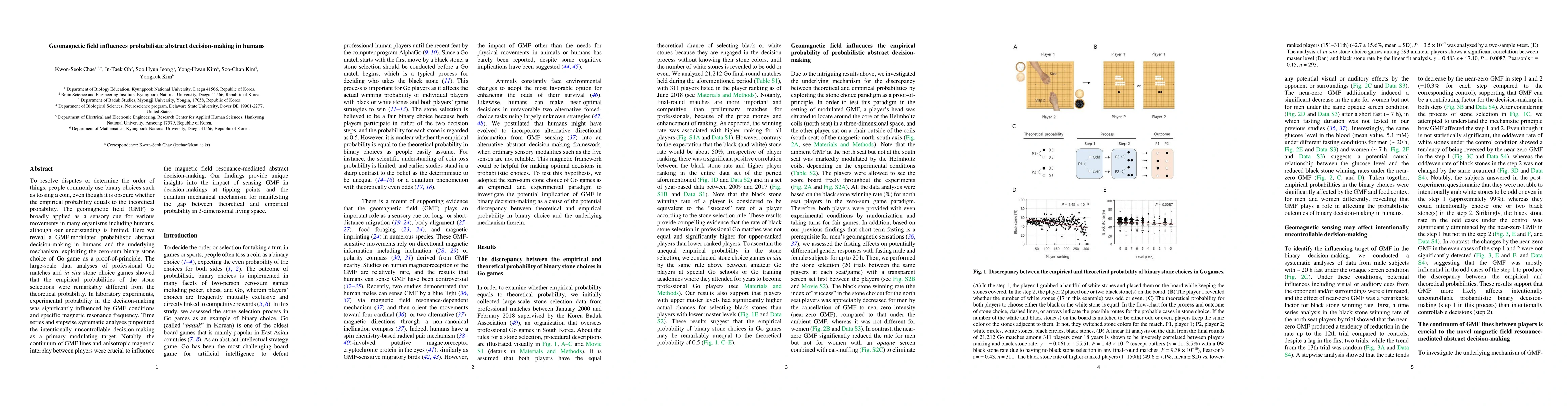 Thumbnail for Geomagnetic field influences probabilistic abstract decision-making in
  humans