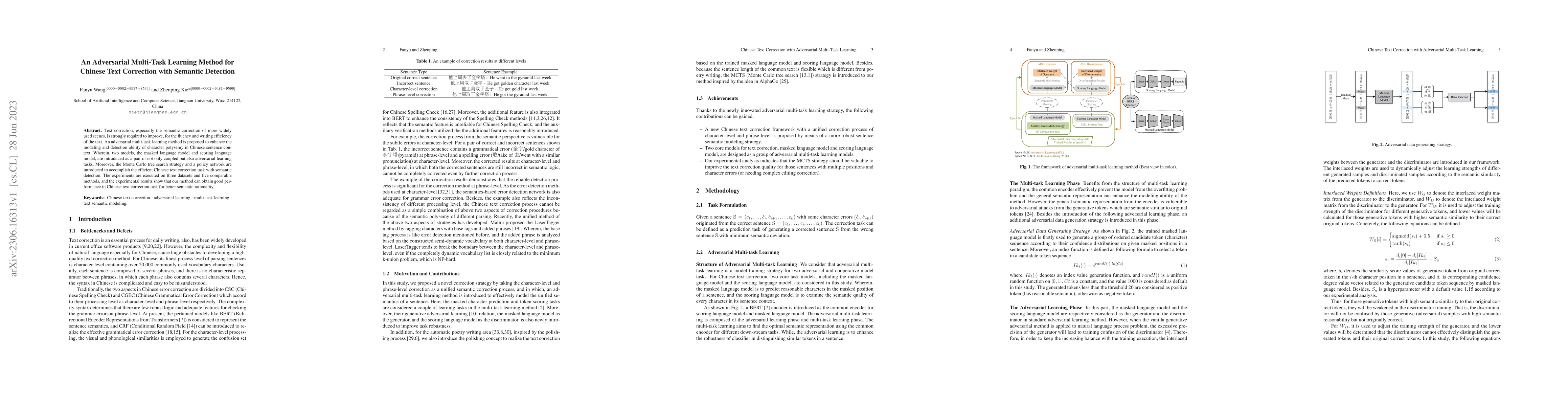 Thumbnail for An Adversarial Multi-Task Learning Method for Chinese Text Correction
  with Semantic Detection