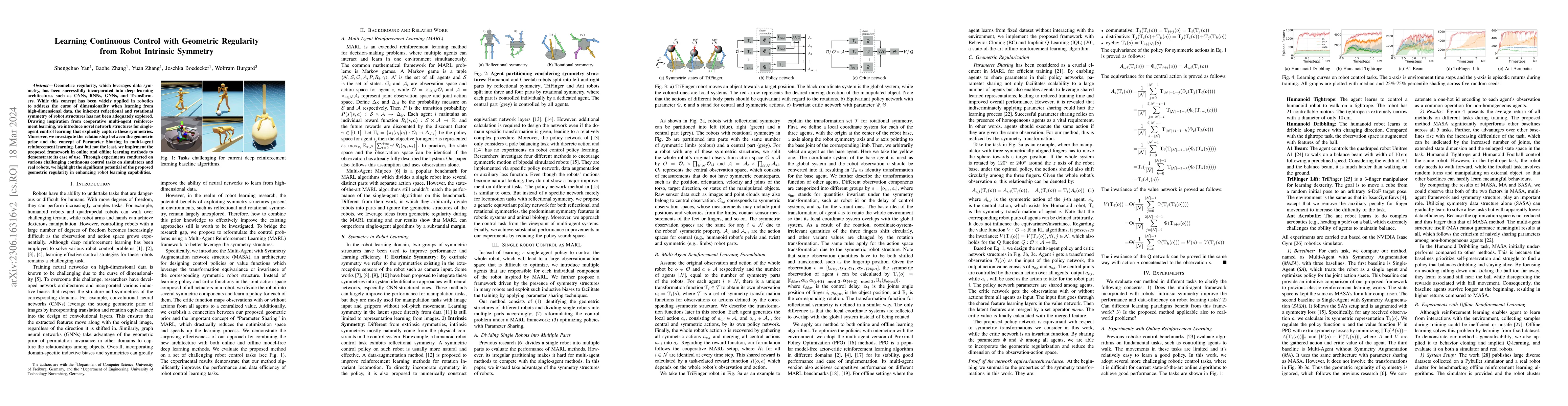 Thumbnail for Learning Continuous Control with Geometric Regularity from Robot
  Intrinsic Symmetry