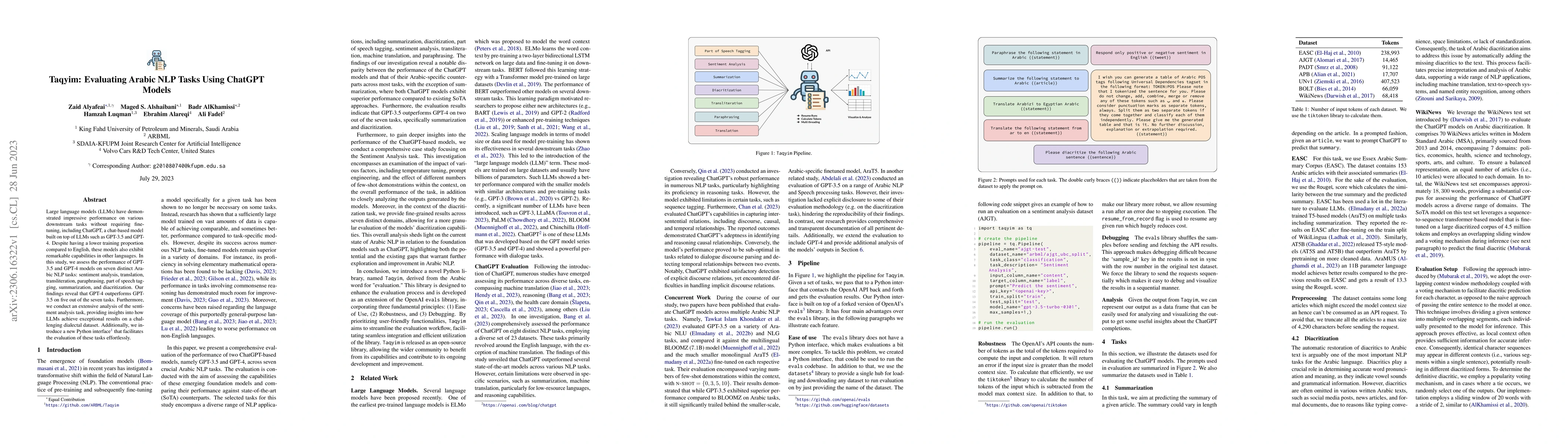 Thumbnail for Taqyim: Evaluating Arabic NLP Tasks Using ChatGPT Models
