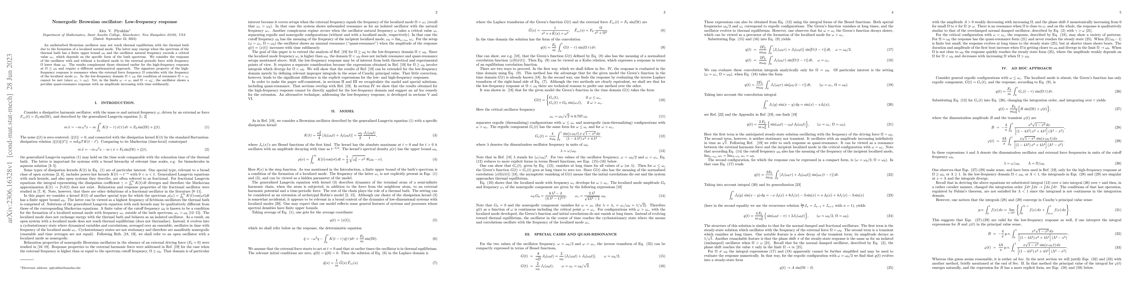 Thumbnail for Nonergodic Brownian oscillator: Low-frequency response