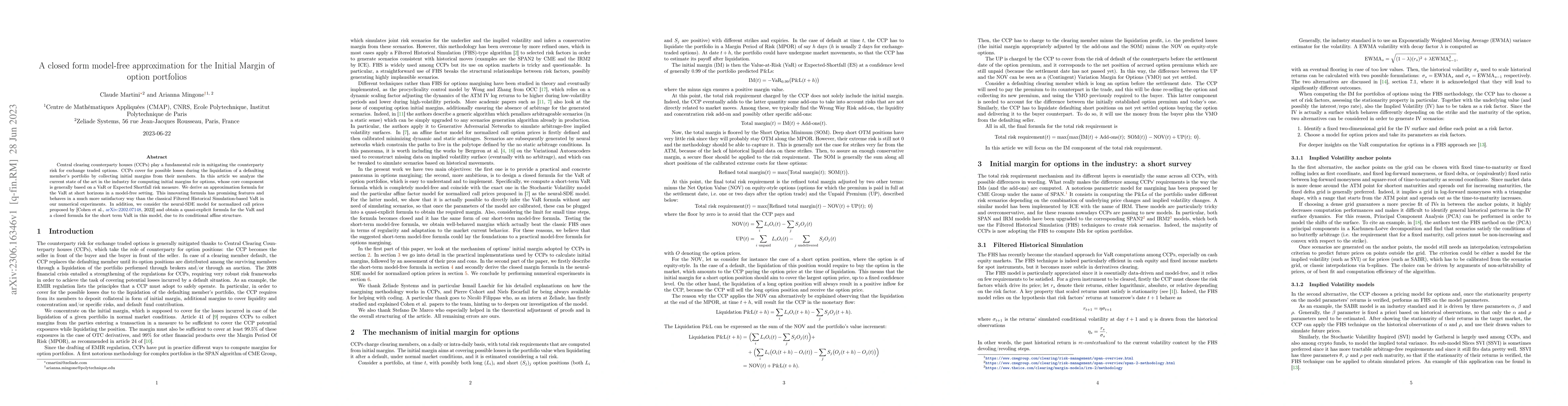 Thumbnail for A closed form model-free approximation for the Initial Margin of option
  portfolios