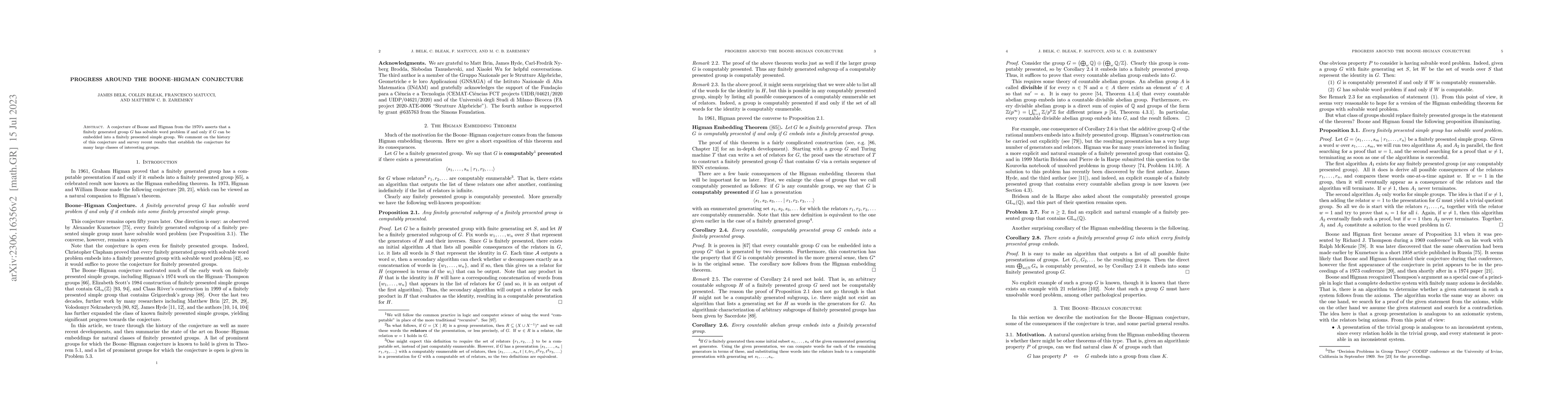 Thumbnail for Progress around the Boone-Higman Conjecture