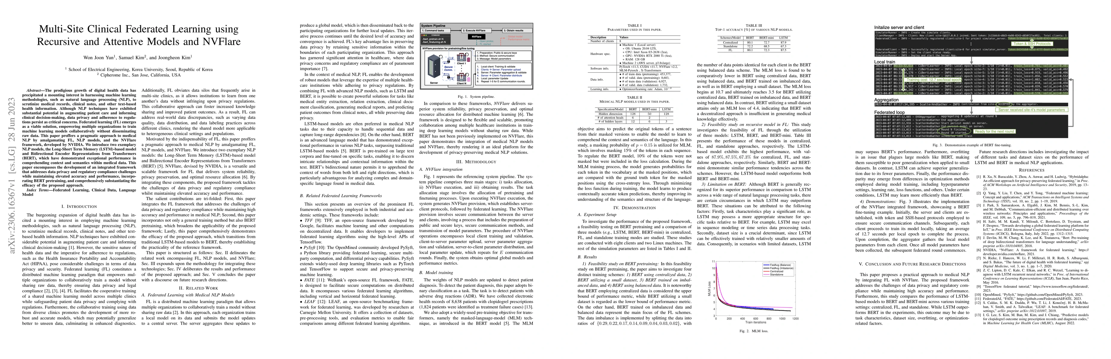 Thumbnail for Multi-Site Clinical Federated Learning using Recursive and Attentive
  Models and NVFlare
